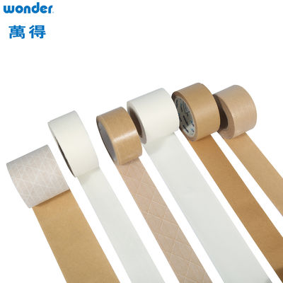 Kendi kendine yapışkan Beyaz Kraft Kağıt Teyp 0.130mm Kalınlığı Solvent Basılı