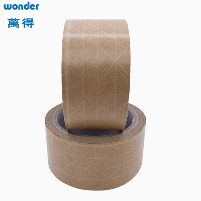 Line Güçlendirme Kraft Kağıt Paketleme Teyp 0.130mm Kalınlığı Karton Kutular İçin